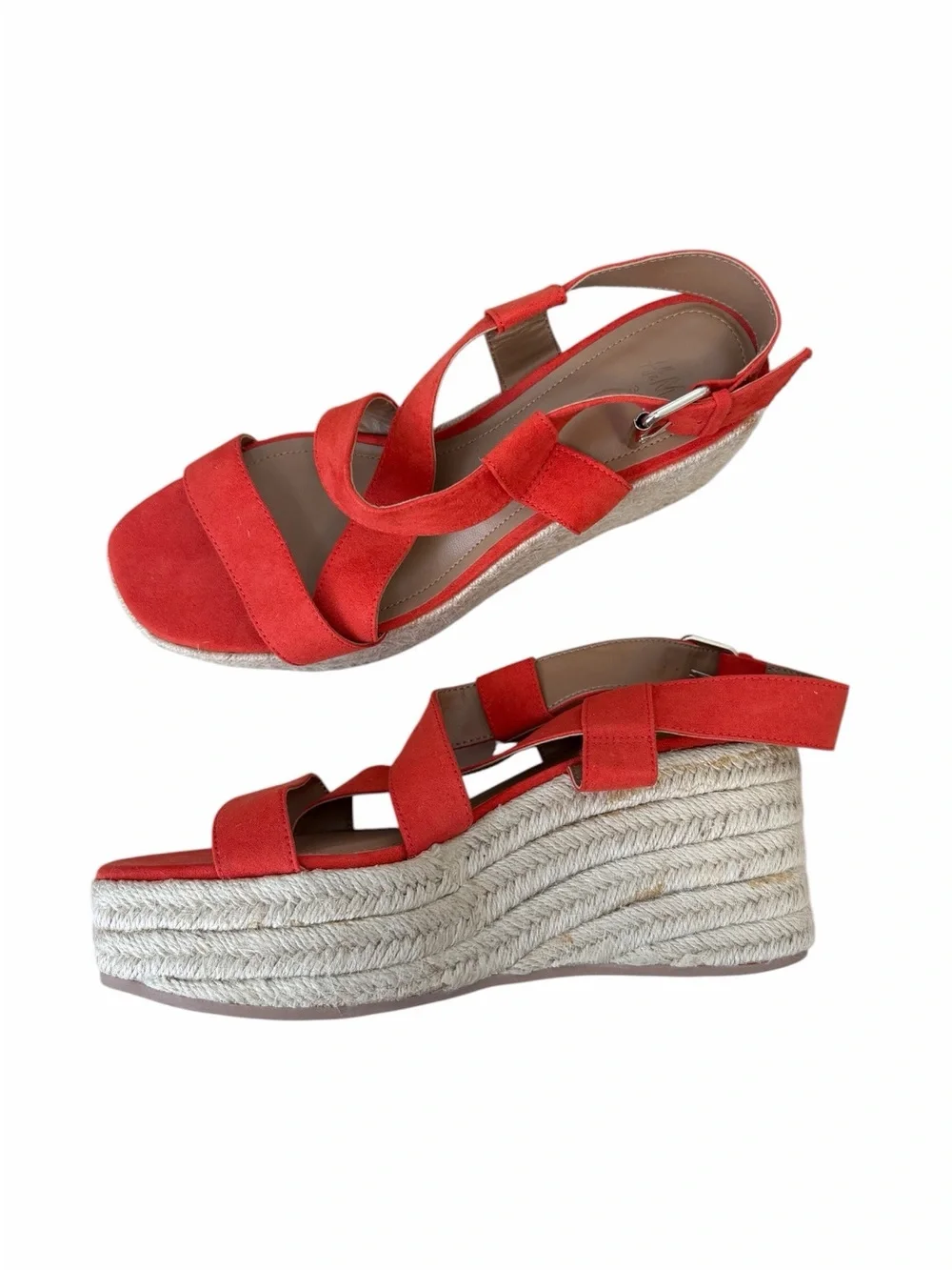 Women’s orange Suede Espadrille Wedge Sandals